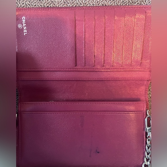 Authentic Chanel Lambskin Red Flap Wallet WOC Bag - Picture 6 of 12